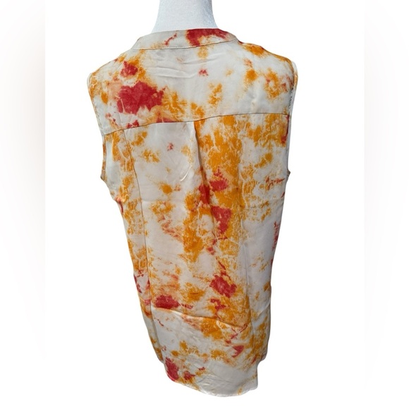 Women’s Cure Sleeveless top in orange pink & ivory Size medium Hi-Lo EUC - Picture 6 of 9